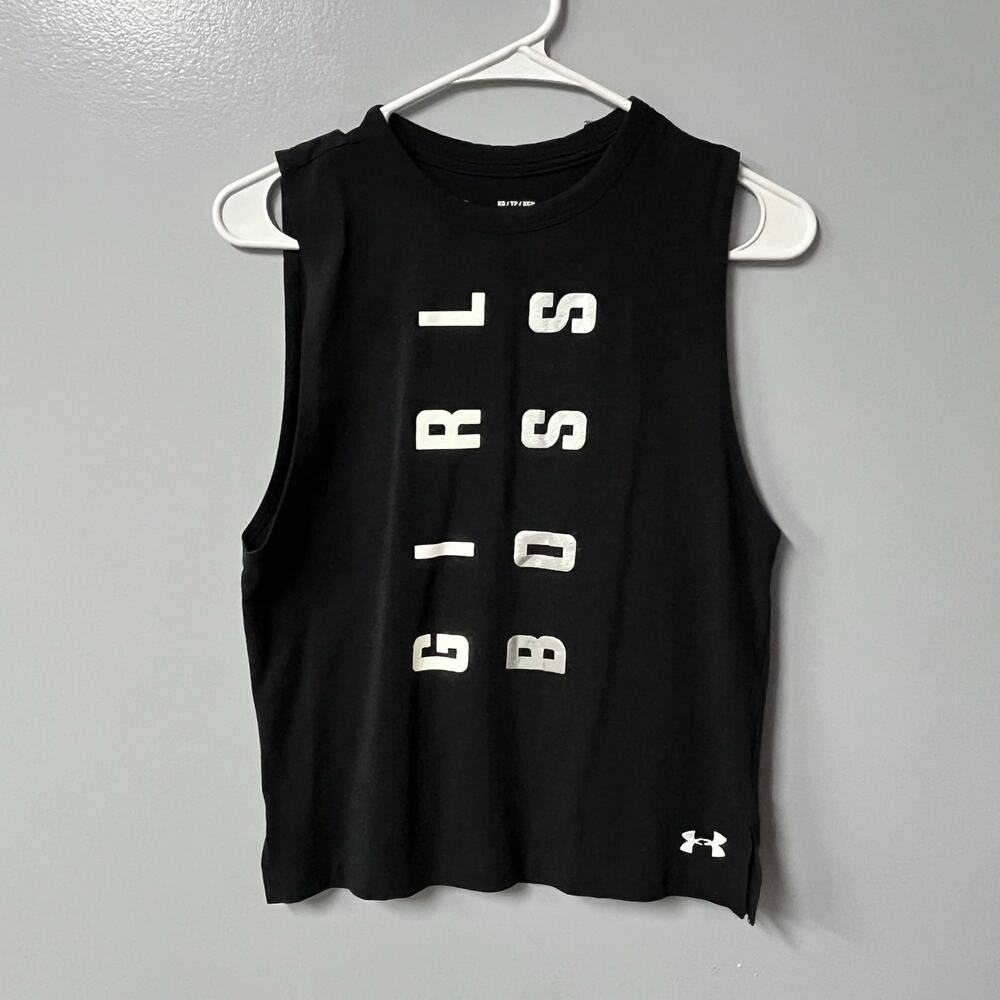 Under Armour HeatGear Girl Boss Muscle Tank Top Black XS Loose Fit Sleeveless